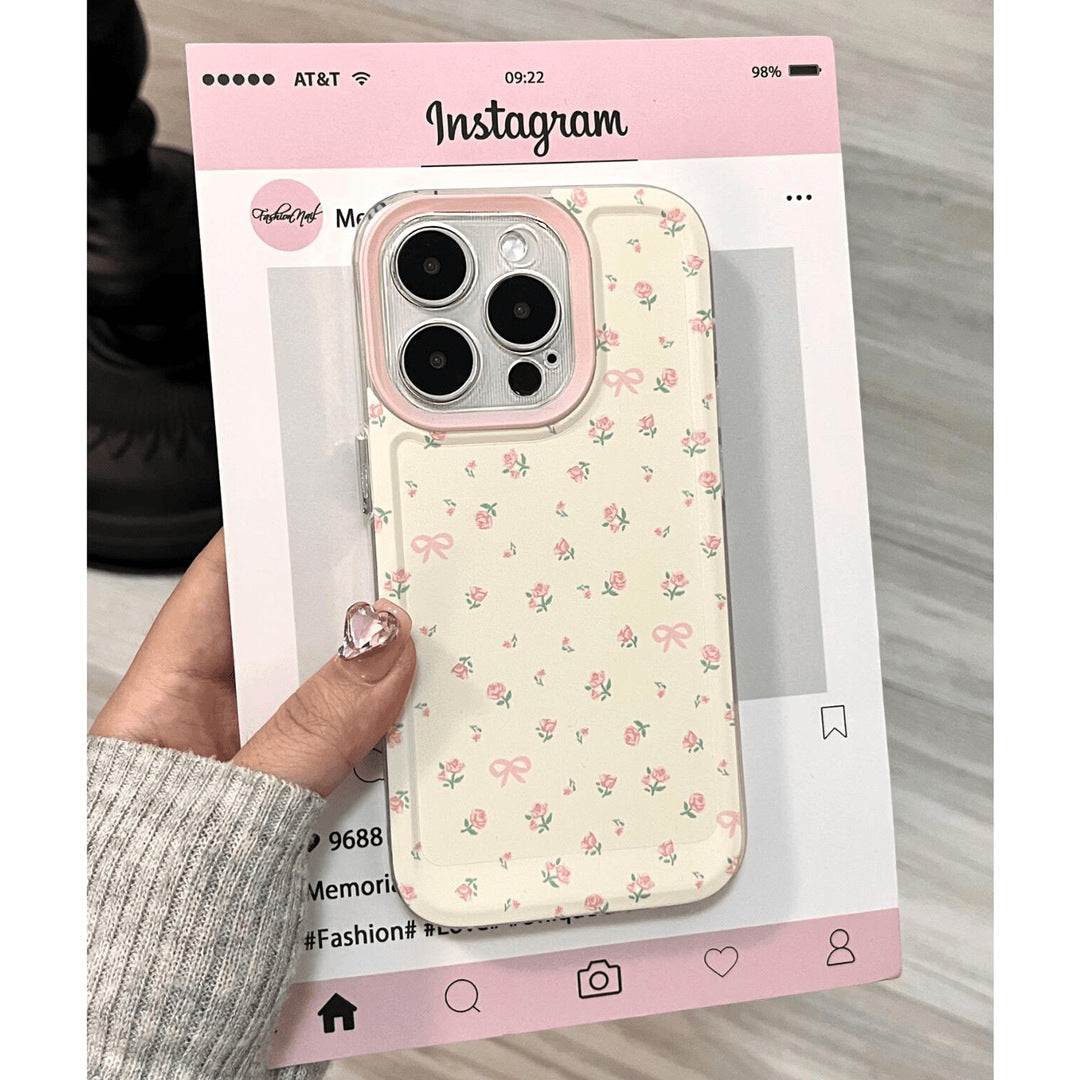 Women's Plastic Pink Floral Phone Case