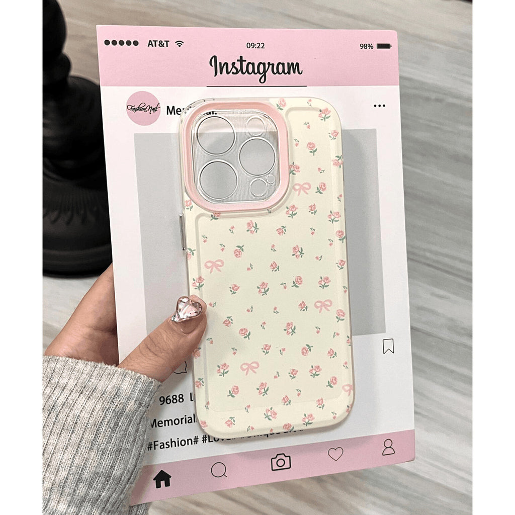 Women's Plastic Pink Floral Phone Case