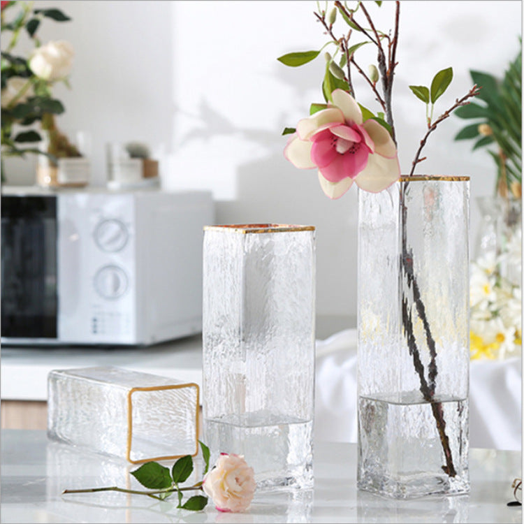 Transparent Luxury Gold-painted Glass Vases Flower Home Decor Wedding Decoration