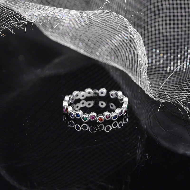 Rainbow Bubble Versatile Ring Women's S925 Sterling Silver Personalized Food Ring Ins