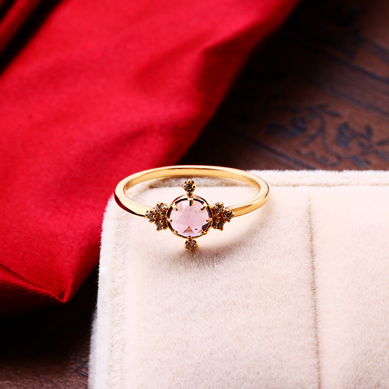 Temperament Natural Amethyst Ring Girl